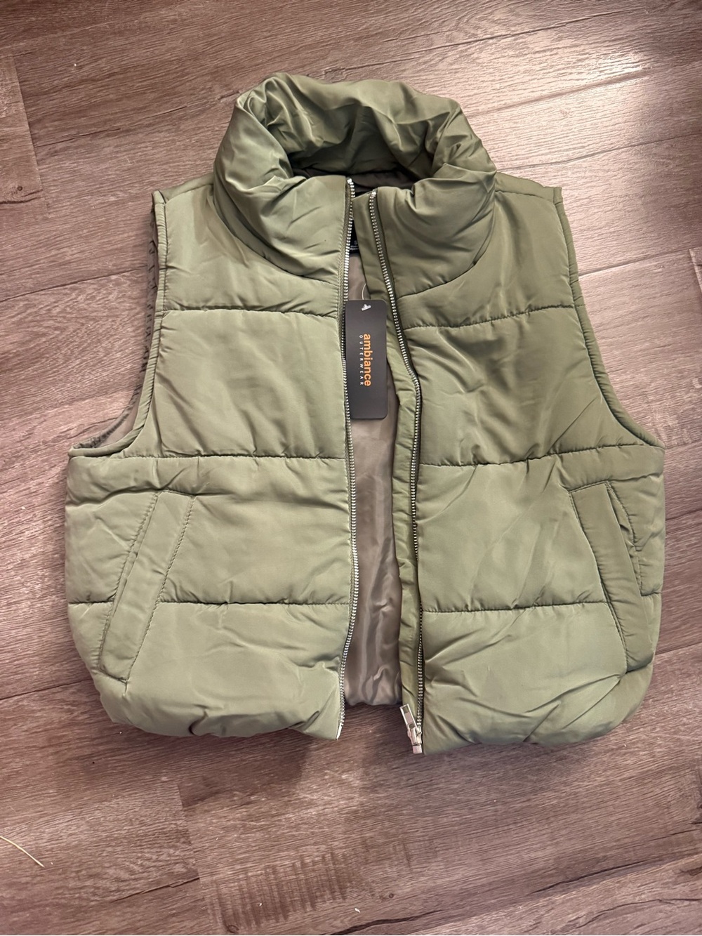 Ambiance Olive Green Quilted Puffer Vest for Kids